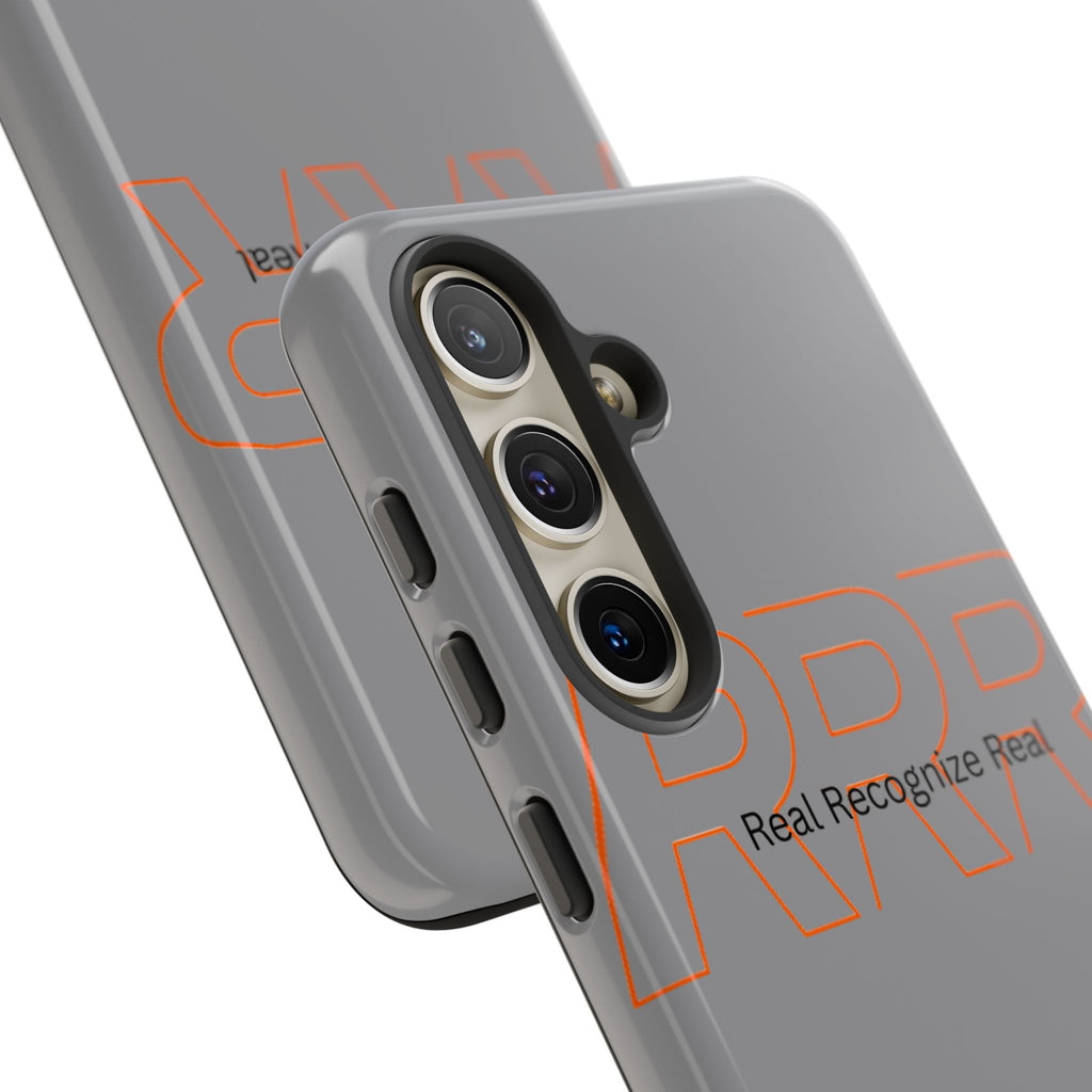 Tough Cases — 'Real Recognize Real' Protective Phone Case (Gray, Retro Outline Design)