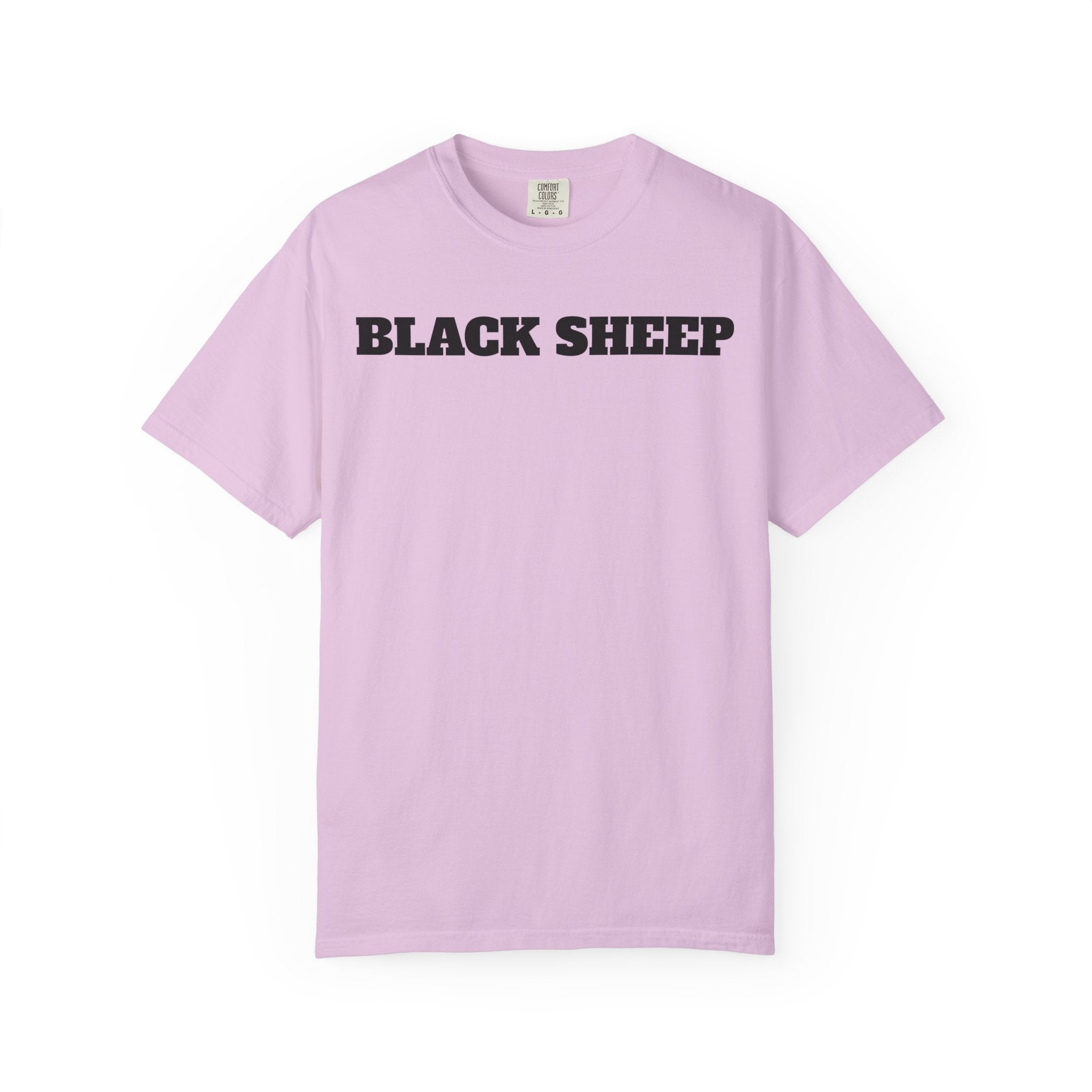Black Sheep T-Shirt — Bold Back Lip Graphic & Front Text