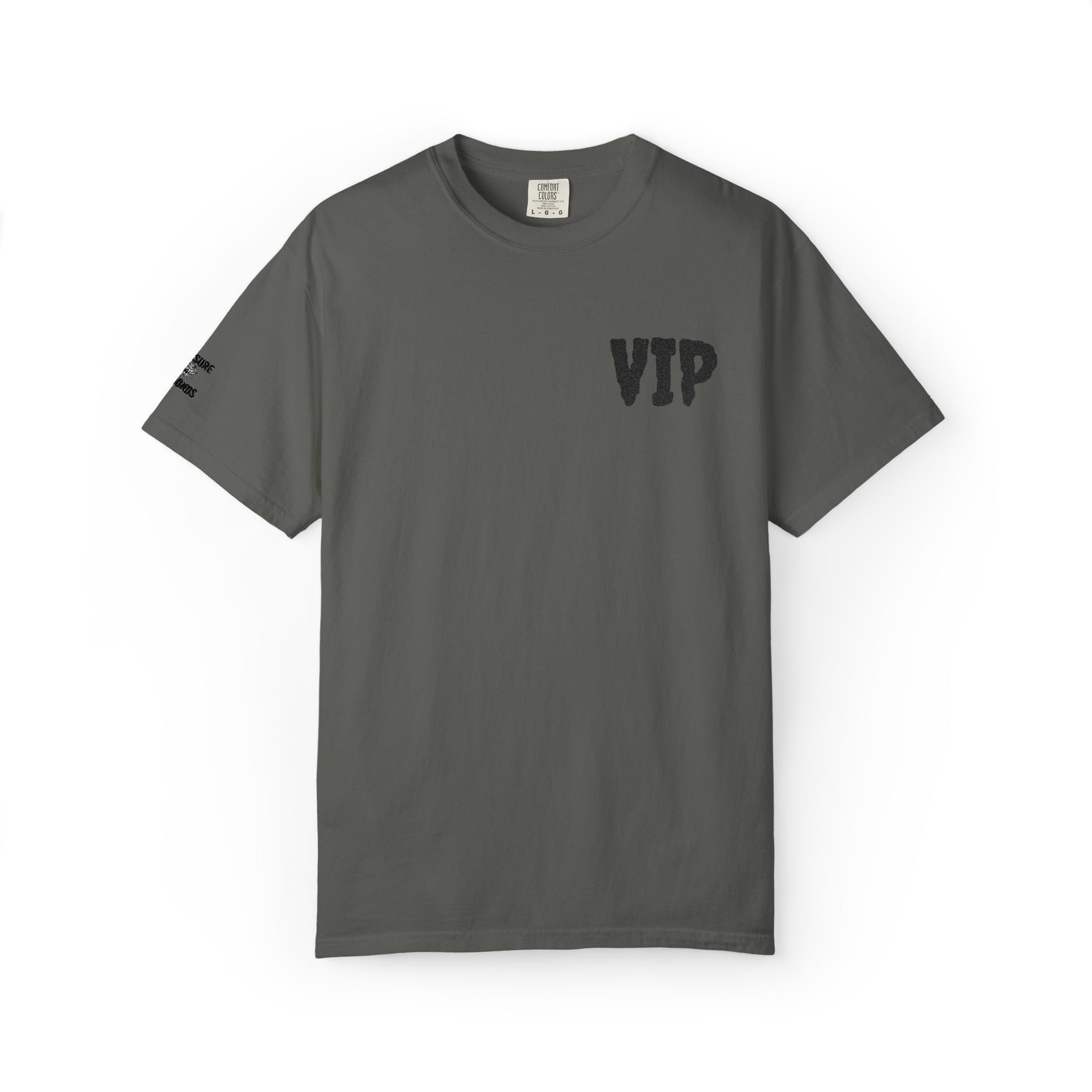 VIP Graphic T-Shirt — Minimal Front Chest & Sleeve Print