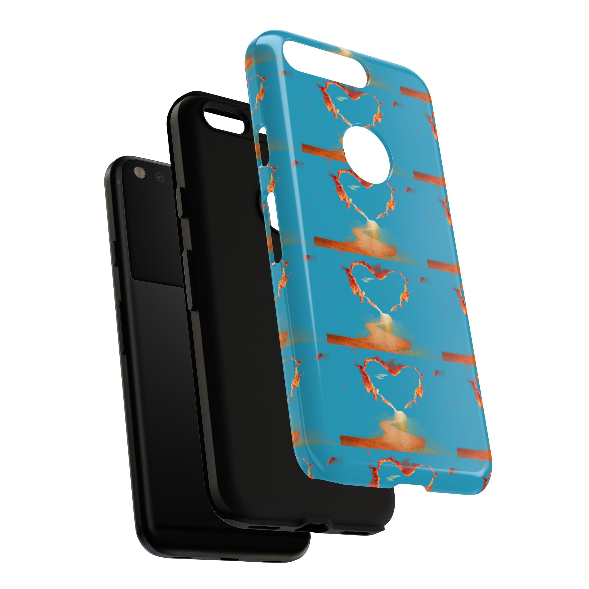Heart Flame Tough Phone Case — Blue Sunset Protective Cover