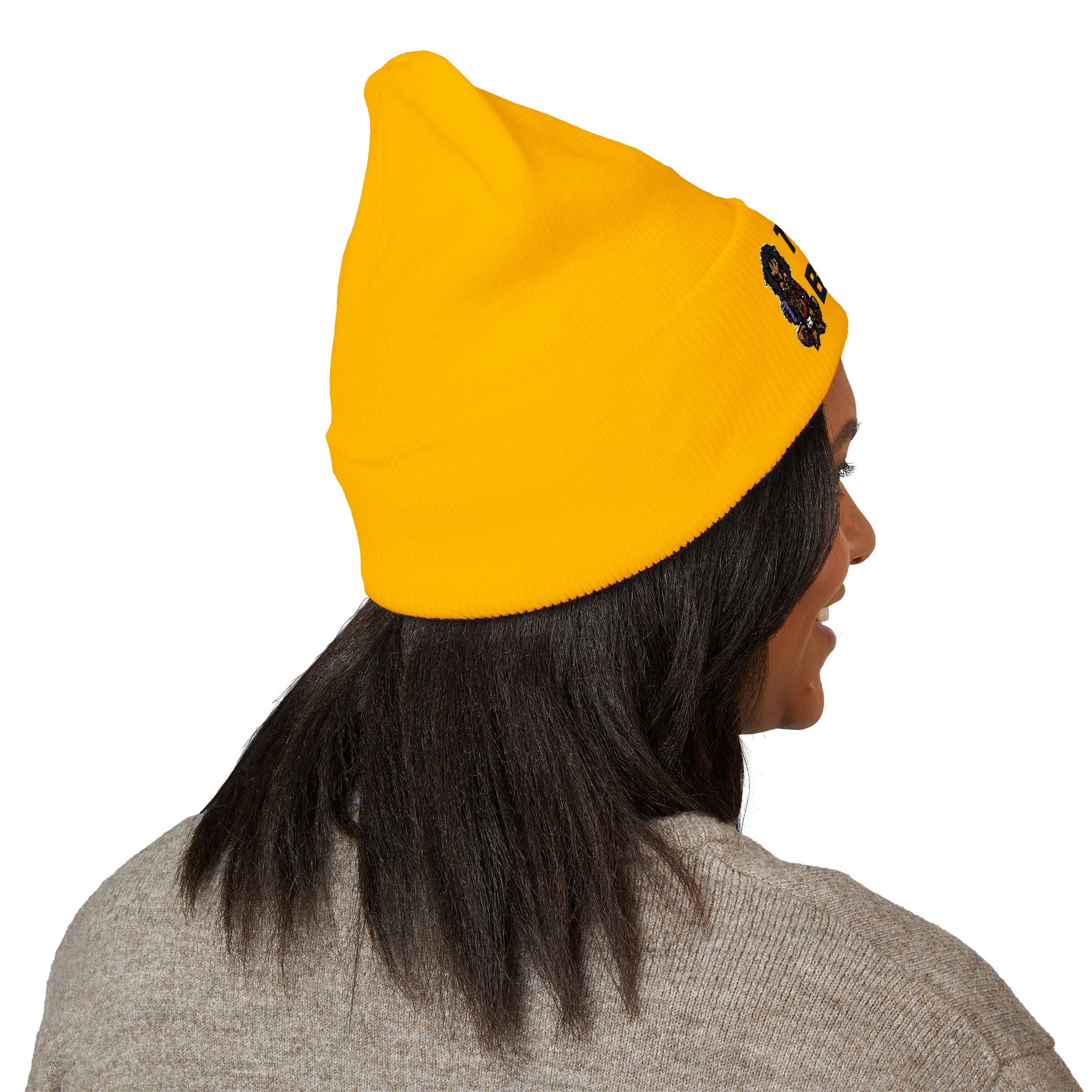 Trench Baby Embroidered Beanie — "Be True To Yourself" Cuffed Knit Hat