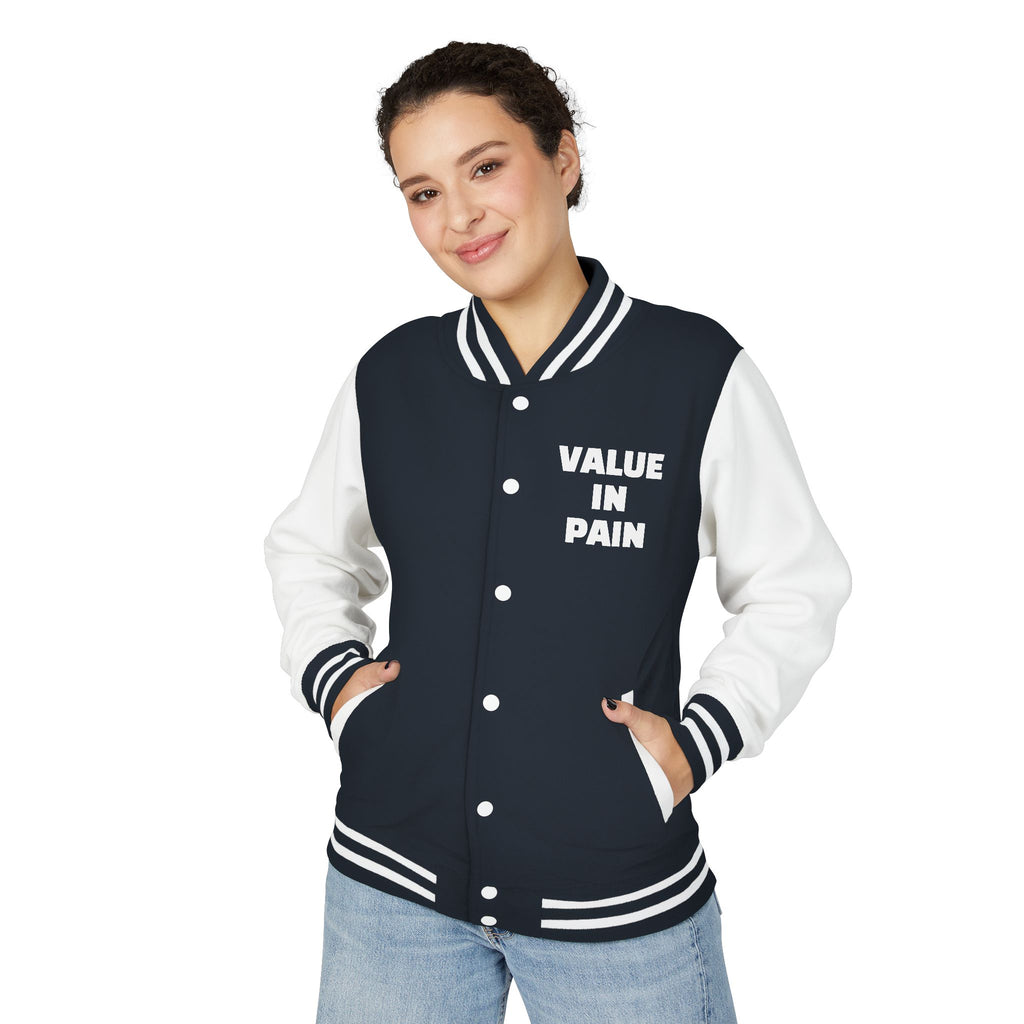 Letterman Jacket — Small Neon Portrait Patch & Repeated 'Different Breed Apparel' Back Print
