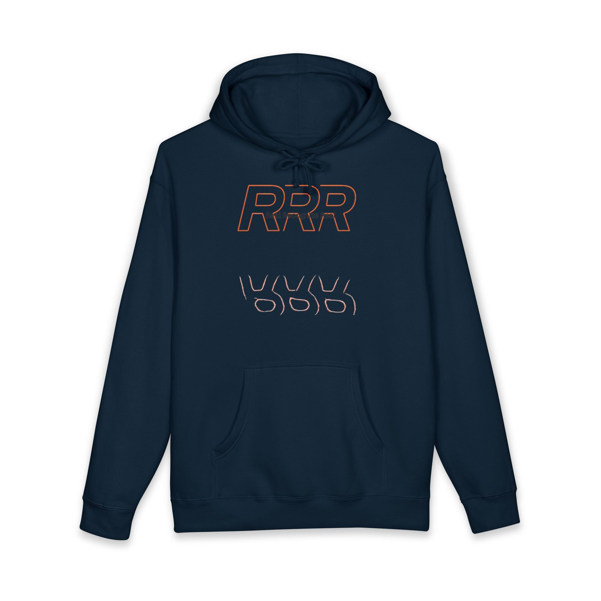 Minimalist 'RRR' Logo Hoodie — Retro Outline Graphic Pullover