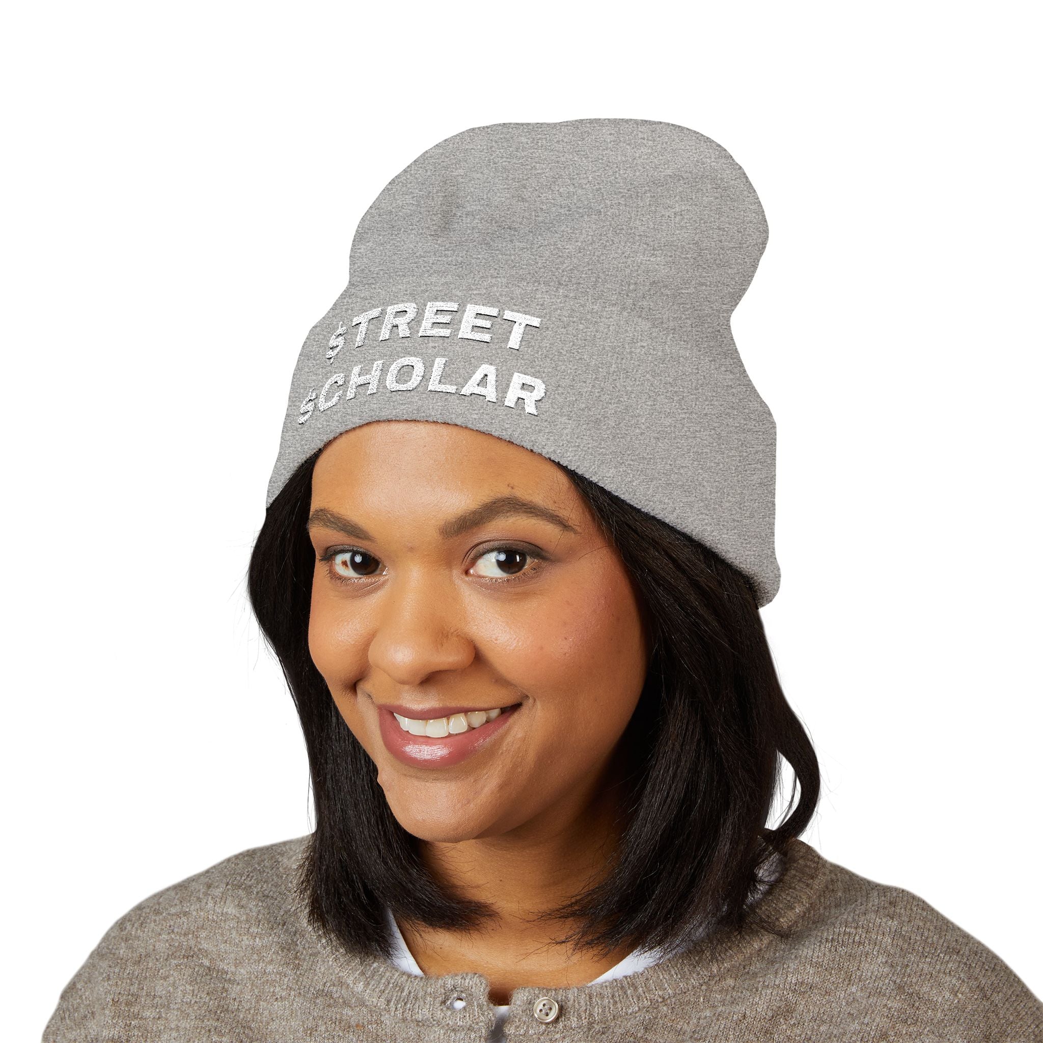Street Scholar Embroidered Beanie — Classic Cuffed Knit Hat