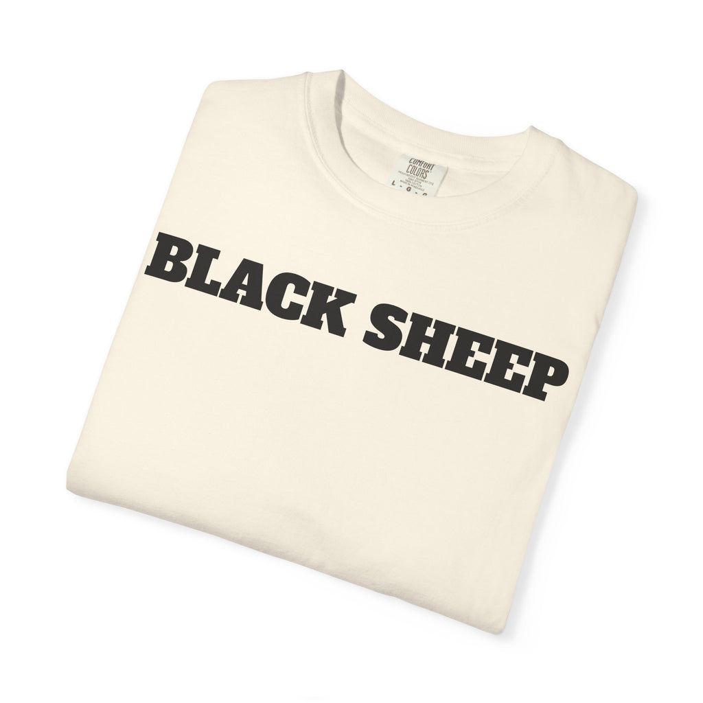 Black Sheep T-Shirt — Bold Back Lip Graphic & Front Text