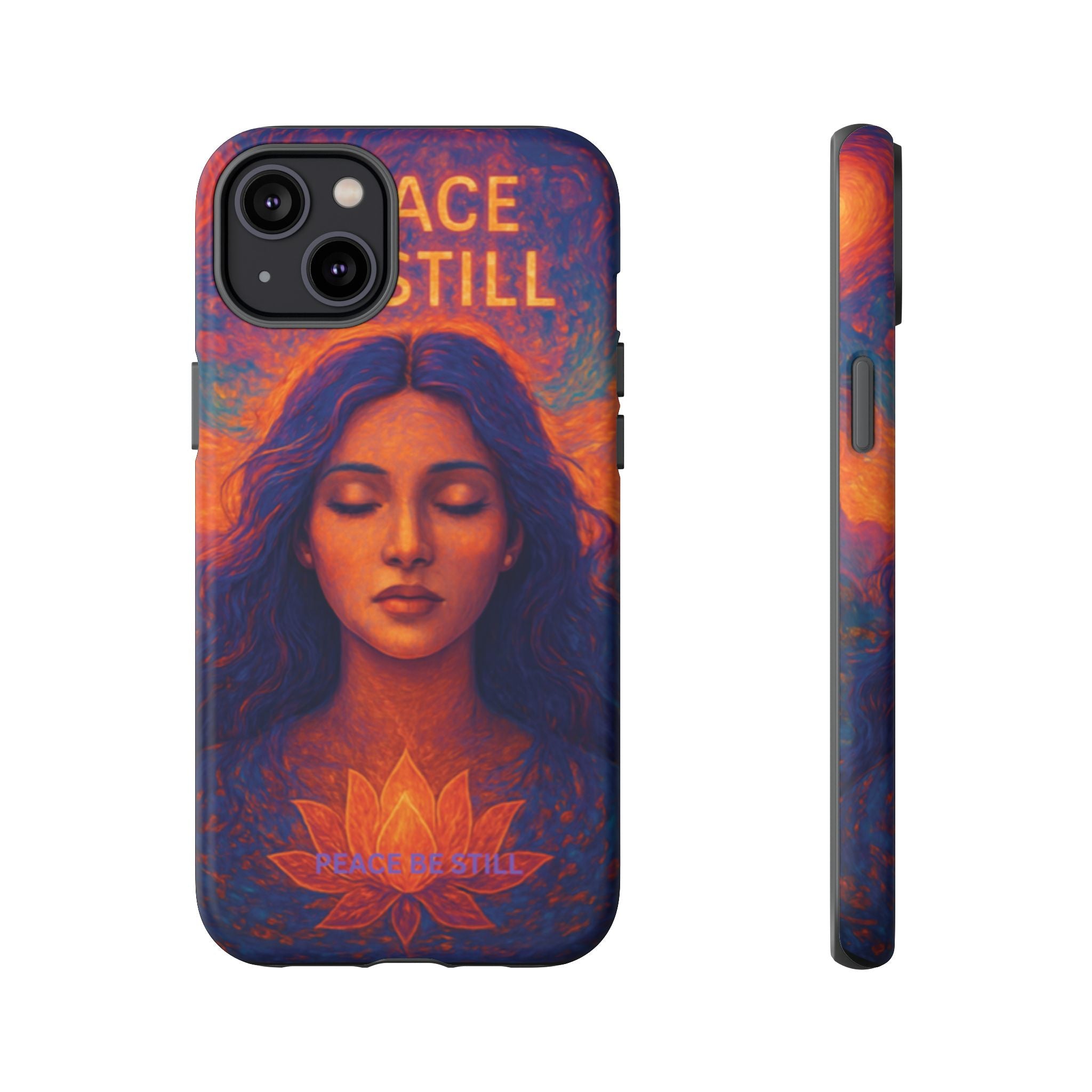 Peace Be Still Phone Case – Serene Goddess Meditation Design