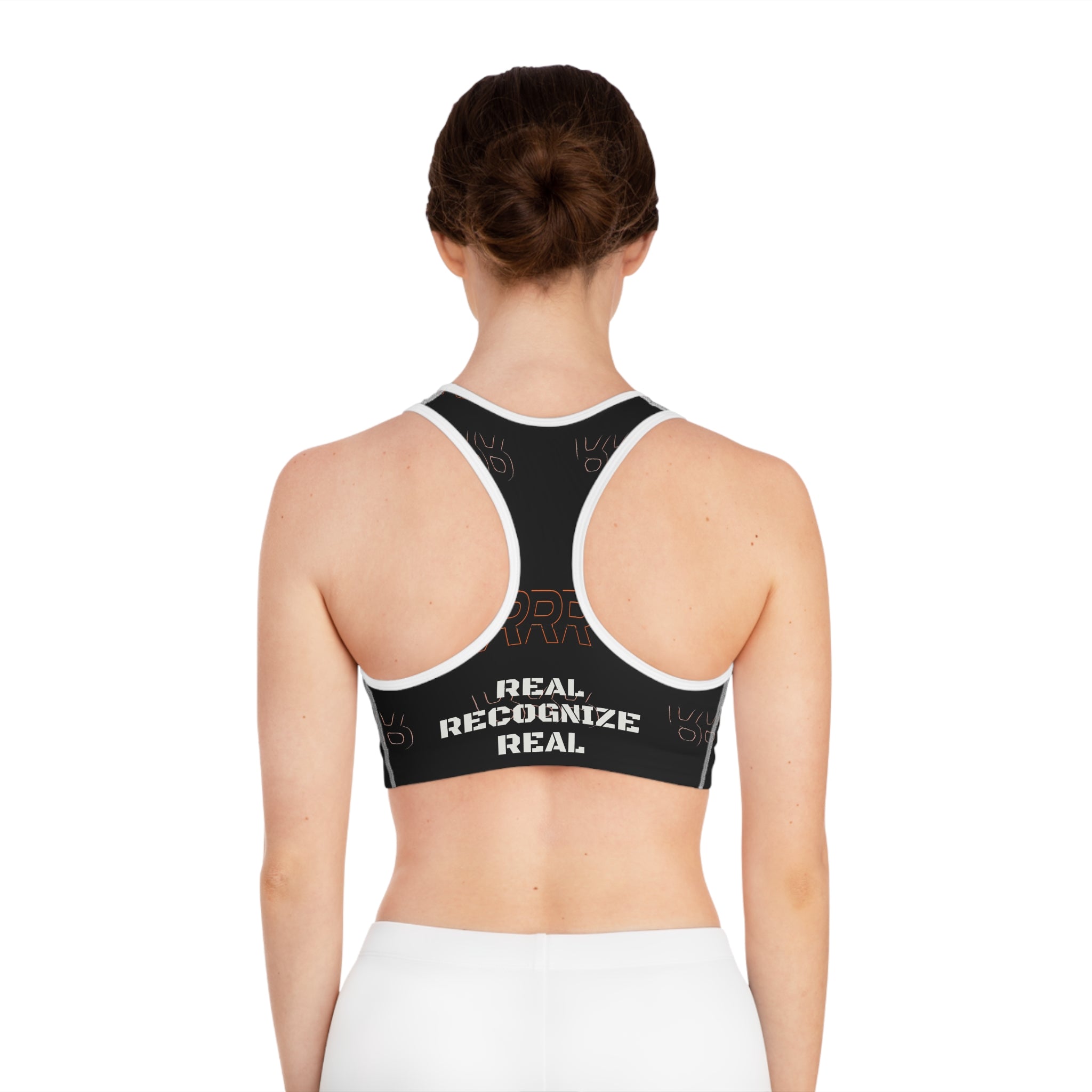 Sports Bra — "Real Recognize Real" Black Performance Crop