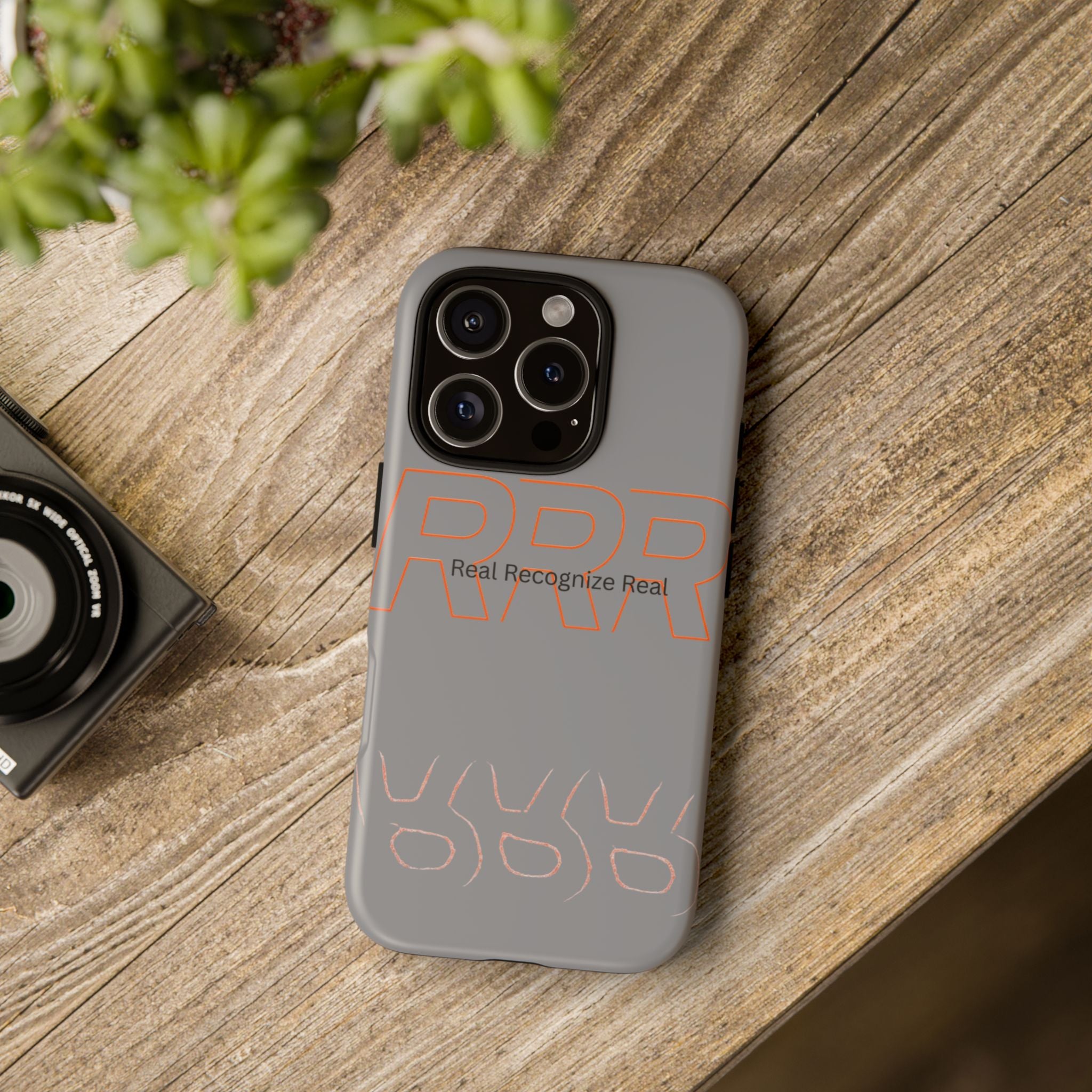Tough Cases — 'Real Recognize Real' Protective Phone Case (Gray, Retro Outline Design)