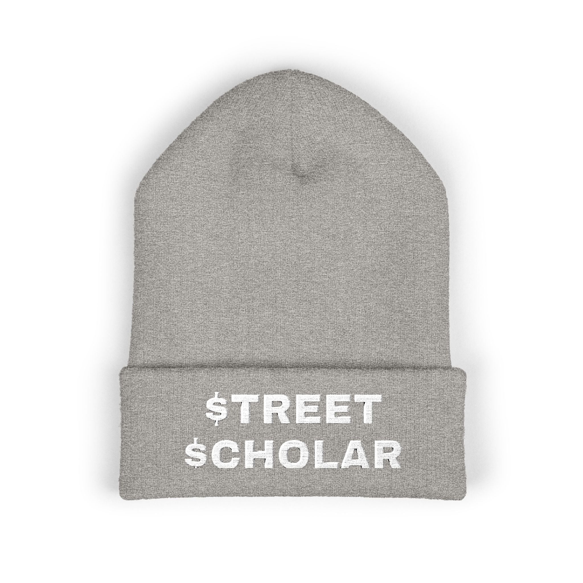 Street Scholar Embroidered Beanie — Classic Cuffed Knit Hat